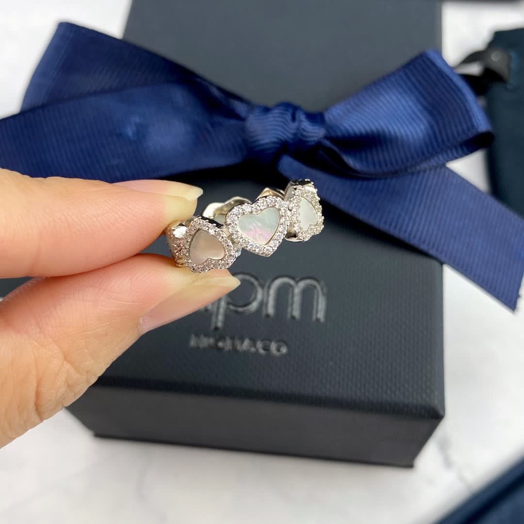 APM Monaco Silver Heart Ring with Diamonds